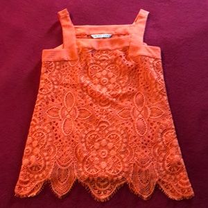 Trina Turk orange lace blouse
